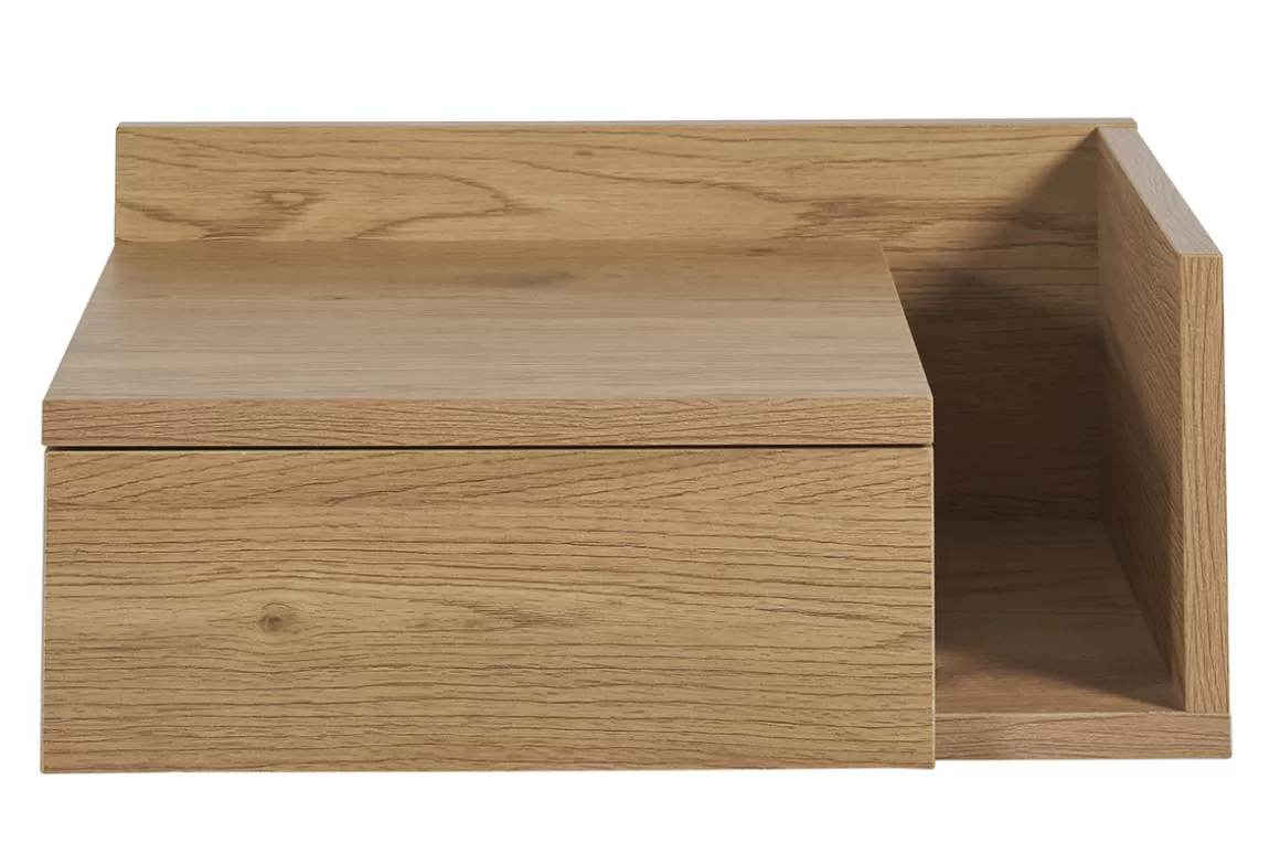 Miliboo Wand-Nachttisch mit hellem Eichenfurnier und Schublade B40 cm NASTY