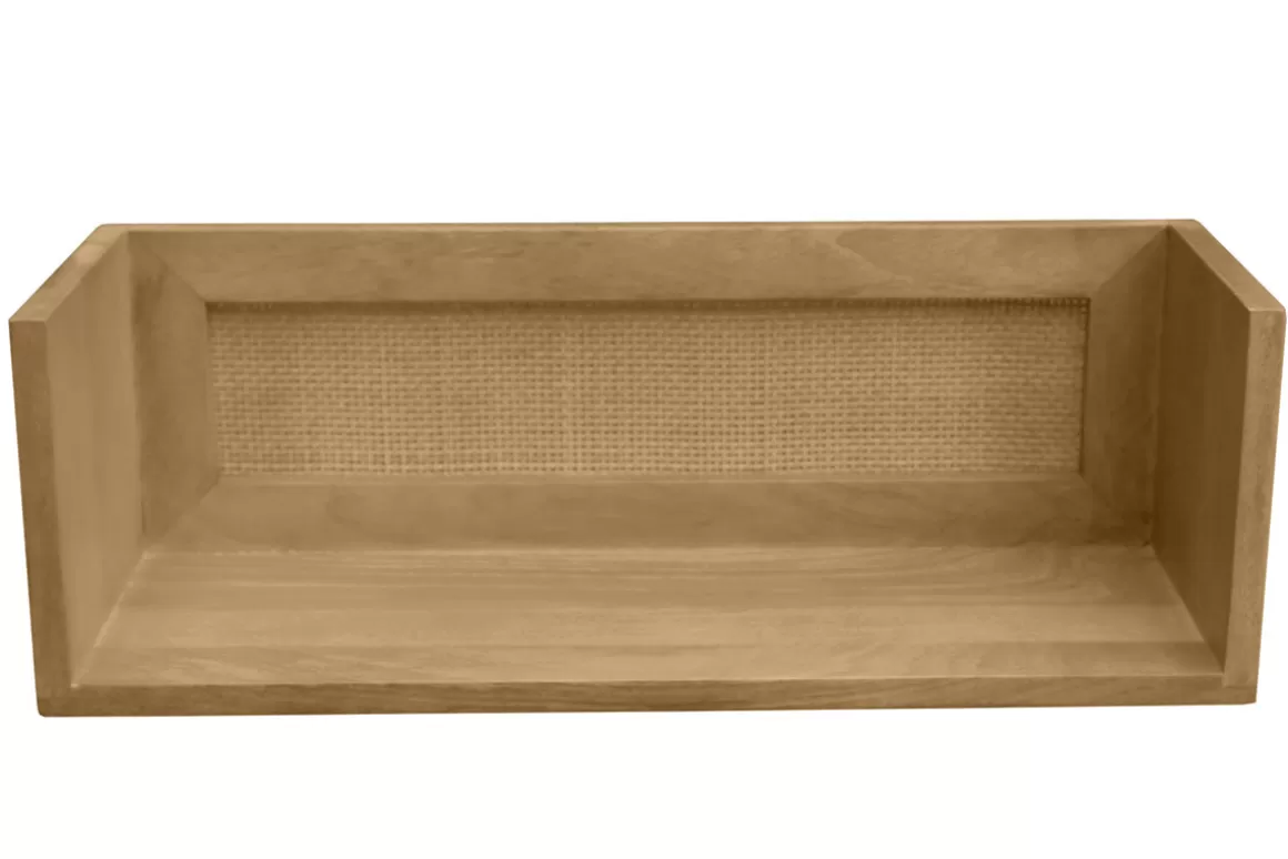 Miliboo Wandregal aus massivem Mangoholz und Rattan-Rohrgeflecht B60 cm ACANGE