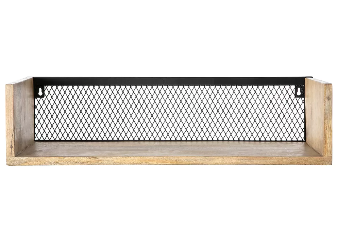 Miliboo Wandregal Industrie-Stil Mangoholz und Metall 60 cm RACK