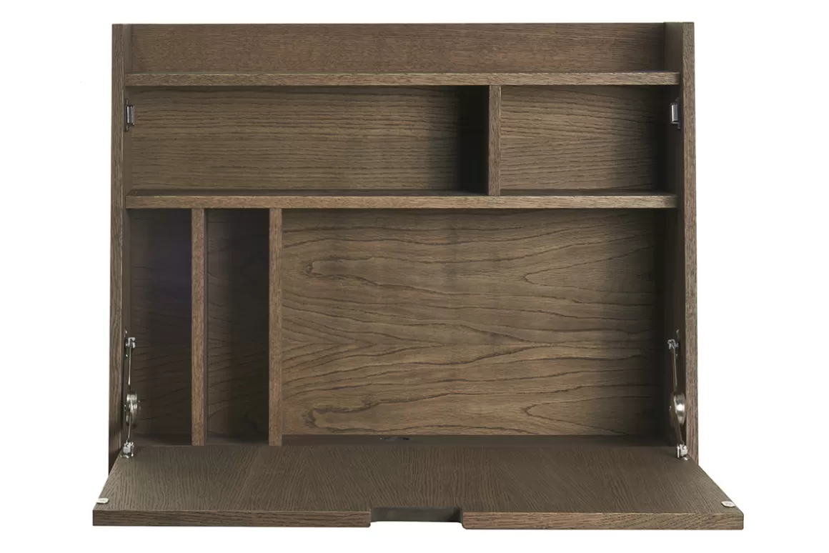 Miliboo Wandschreibtisch mit Ablagen aus dunklem Holz B78 cm GABIN